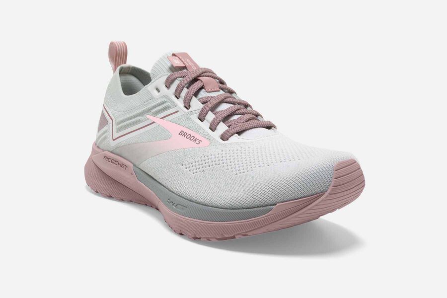 Brooks Israel Ricochet 3 Road Running Shoes Womens - White/Pink - LYI-903487